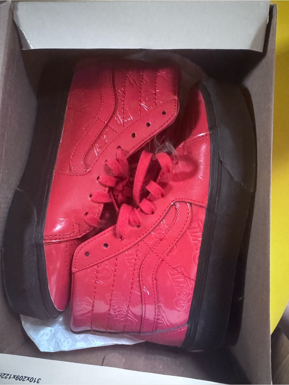 Vans Red Canvas Skate Shoes with Black Logo Accents. special edition David Bowie